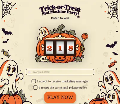 Slot machine pop-up from the Trick-or-Treat Slot Party template